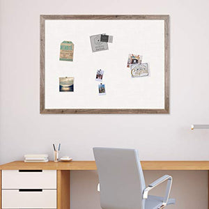 U Brands Linen Cork Linen Bulletin Board, 35 x 47 Inches, Rustic Wood Frame (4894U00-01)