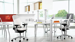 Steelcase Leap Desk Chair in Buzz2 Black Fabric - Highly Adjustable Arms - Black Frame and Base - Soft Dual Wheel Hard Floor Casters