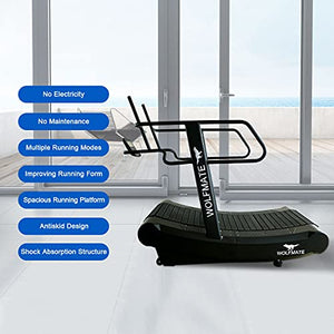 WOLFMATE Fitness Curved Treadmill, Air Runner, Self-Generated Commercial Curved Treadmill, Curved Non-Motorized Treadmill with Resistance Adjustment (MND-Y600B)