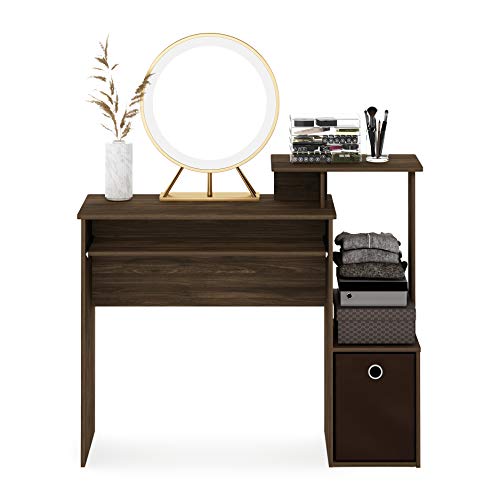 FURINNO Econ Multipurpose Home Office Computer Writing Desk, Columbia Walnut/Dark Brown