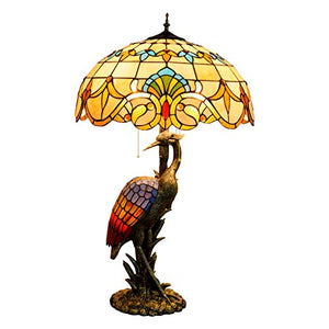 MANHONG Tiffany Style Female Bird Desk Lamp 20" Yellow Glass Lampshade