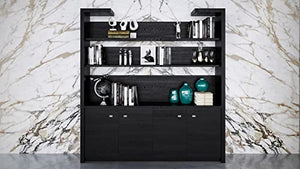 ZURI Madison Bookcase in Black Oak Finish with Storage