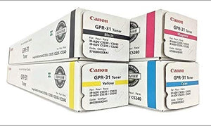 Canon GPR-31 2790B003AA 2802B003AA 2798B003AA 2794B003AA ImageRunner C5030 C5035 C5235 C5240 Toner Cartridge Set (Black Cyan Magenta Cyan, 4-Pack) in Retail Packaging