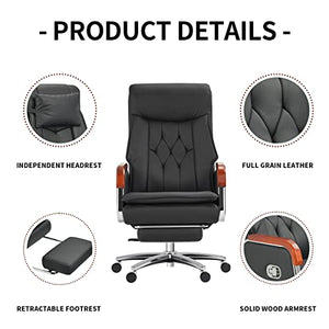 Kinnls Genuine Leather Massage Chair with Footrest and Headrest