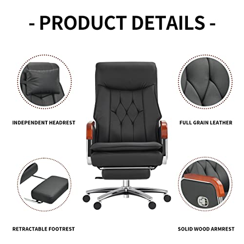 Kinnls Genuine Leather Massage Chair with Footrest and Headrest
