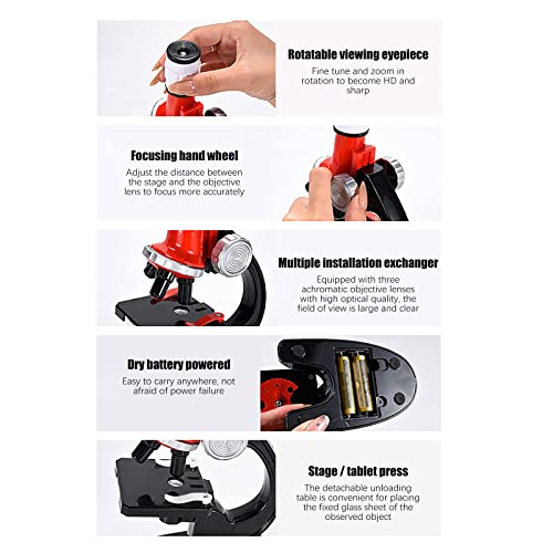 Beginner Microscope Kit - High-definition 1200 Times Children's Microscope Toy - Children's Biological Scientific Experiment Tool - Educational Gifts for Student Boy Girl - Interest Training Toy (C)