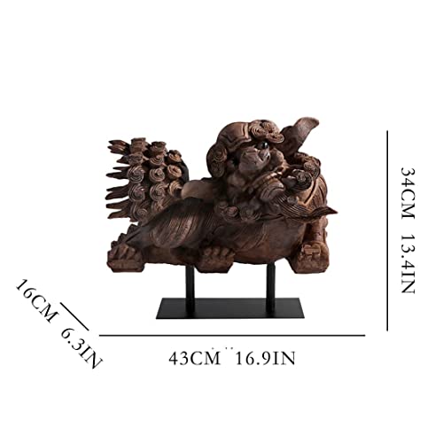 BinOxy Chinese Resin Left Lion Sculpture Decor