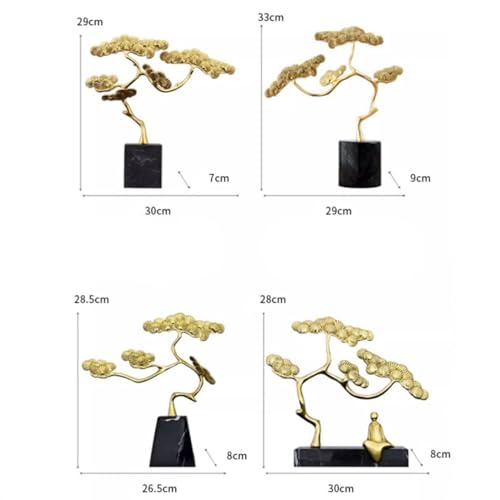 BinOxy Chinese Luxury Copper Welcome Pine Statue Decor (Size: D)