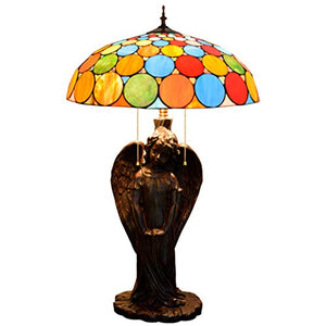 MaGiLL Tiffany Handmade Stained Glass Desk Lamp - European Vintage Night Lamp, 20 Inches