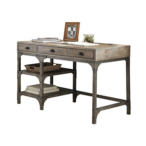 Acme Furniture Acme 92325 Gorden Desk, Weathered Oak & Antique Silver
