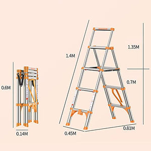 LUCEAE Aluminum Alloy Foldable Multifunction 4 Step Telescoping Ladder