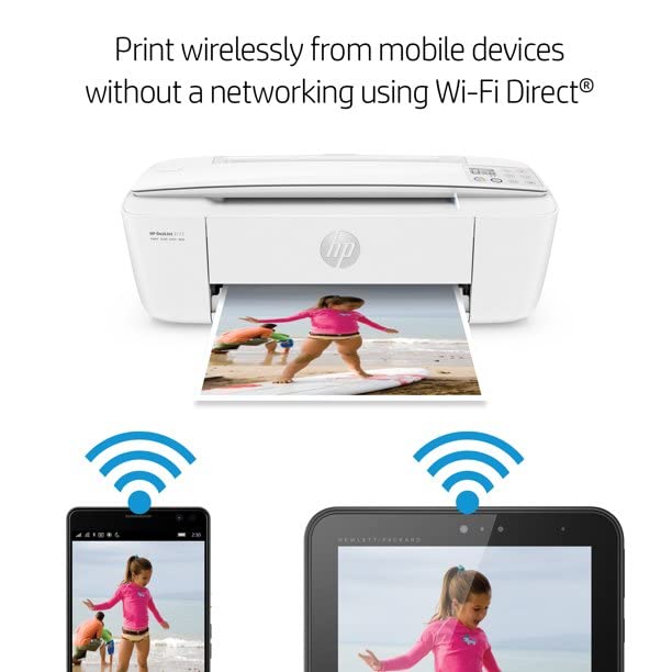 H -P DeskJet Wireless Color Inkjet Printer All-in-One with LCD Display - Print Scan Copy and Mobile Printing Ultra Compact with 6 ft NeeGo Printer Cable