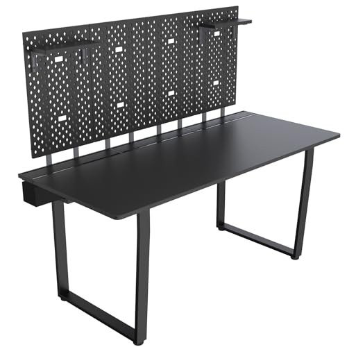 DEZCTOP Bifrost 160 Gaming Computer Desk with Pegboard and Cable Management - 63W x 28D, Black