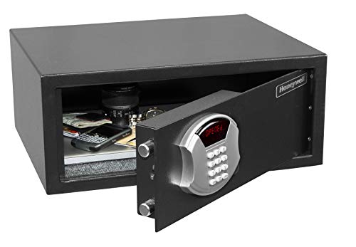 Honeywell Safes & Door Locks - 5105 Low Profile Steel Security Safe with Hotel-Style Digital Lock, 1.14-Cubic Feet, Black