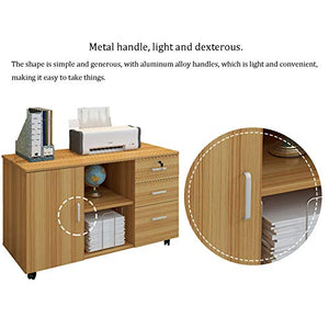 Office Supplies Mobile Wooden Filing Cabinet - Lockable Drawer Portable Storage Cabinet