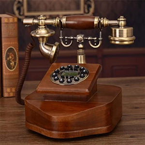 None Antique European Retro Landline Phone with Call ID Clock Ringtone Timing Function Fixed Telephone for Home Office Hotel