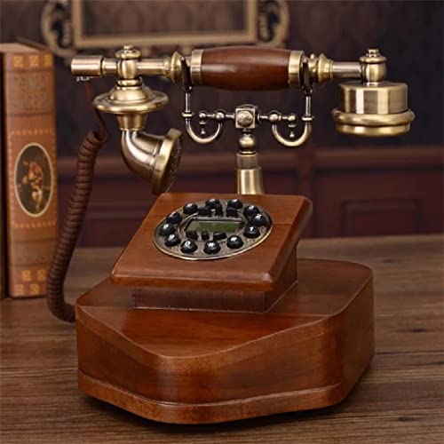 Antique European Retro Landline Phone with Call ID Clock Ringtone Timing Function Fixed Telephone for Home Office Hotel