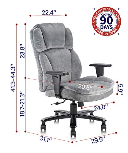 CLATINA Ergonomic Big and Tall Executive Office Chair with Upholstered Swivel 400lbs High Capacity Adjustable Height Thick Padding Headrest and Armrest for Home