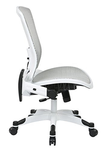 SPACE Seating Breathable Mesh Seat and Back, 2-to-1 Synchro Tilt Control, 2-Way Adjustable Flip Arms, and White Coated Nylon Base Managers Chair, White