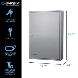 BARSKA CB13236 Key Lock 150 Position Adjustable Key Cabinet Lock Box Grey, 14.75" x 5.5" x 21.75"