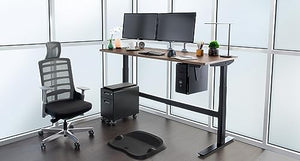 UPLIFTDESK 2-Leg V2-Commercial C-Frame Height Adjustable Standing Desk Frame (Industrial Style) - No Desktop, Advanced Memory Keypad, Free Wire Tray