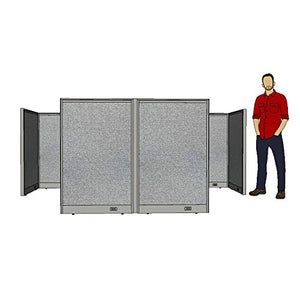 G GOF Double 2 Person Workstation Cubicle (12'D x 6'W) - Grey, Office Partition