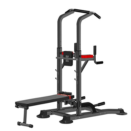 xipon Multi-Functional Power Tower Pull Up Dip Station Training with Dumbbell Bench Adjustable Height for Home Gym Strength Training Fitness Equipment, Dip Stands, Pull Up Bars