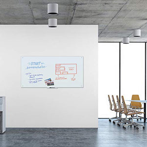 U Brands Magnetic Glass Dry Erase Board, Only for Use with HIGH Energy Magnets, 70 x 35 Inches, White Frosted Surface, Frameless (2300U00-01)