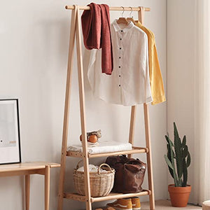 BinOxy Free Standing Coat Rack Wood Floor-to-Ceiling Folding Clothes Shelf - Color 1, Size CH
