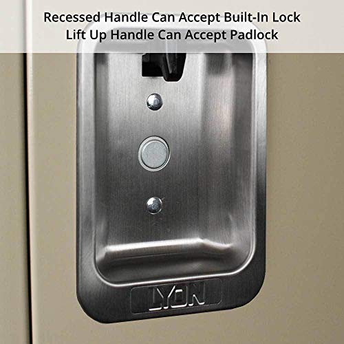 LYON 3-Wide 54" Metal Locker - Putty Finish - Steel Construction - Made in USA