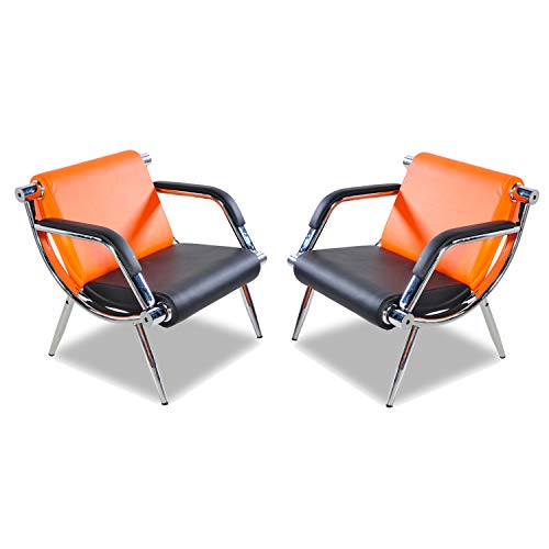 Bestmart INC 3PCS Office Reception Chair Set PU Leather Waiting Room Bench Visitor Guest Sofa Airport Clinic Chair, Orange