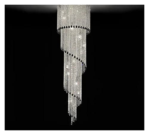 Akbik Crystal Chandeliers Stair Long Chandelier Floor Middle Floor Hollow Living Room Lamp Duplex Floor K9 Crystal Decoration Lighting Villa Rotating - Cold White, Size B