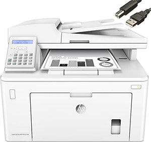 HP Laserjet Pro MFP M227fdn All-in-One Laser Printer with Print Security, Print Scan Copy Fax, Auto Duplex Printing, 250-sheet Input Tray, 35-Sheet ADF, 2-line LCD, White-Bundle with Printer Cable.