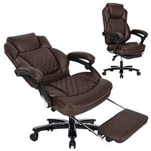 Kasorix Big and Tall Executive Office Chair with Footrest 400lbs Capacity - Brown