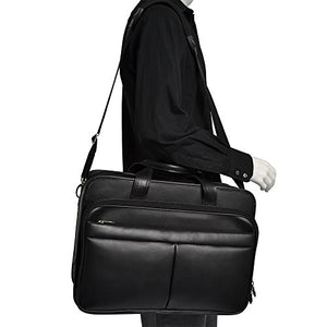 McKlein, R Series, Walton, Top Grain Cowhide Leather, 17" Leather Expandable Double Compartment Laptop Briefcase w/Removable Sleeve, Black (83985)
