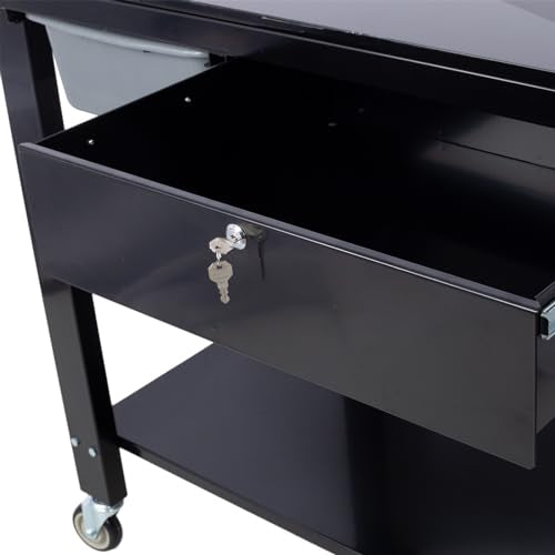 SPOFLYINN Transmission Teardown Work Station 1/2 Ton Capacity with Sloping Drain Table, Locking Drawer, and Caster Wheels