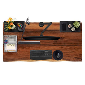 UPLIFTDESK Live Edge Solid Wood Standing Desk 72x30 - Black C-Frame, Keypad, Wire Management