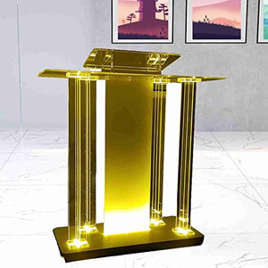 JOuan Acrylic Church Podium Stand with Wheels and Light