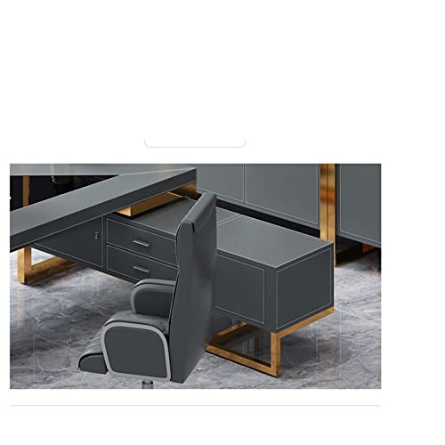 TAPIVA Luxury Blue Leather Office Desk with Drawer