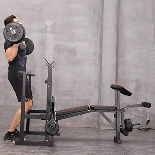 TOUNTLETS Adjustable Workout Bench Curl Weight Bench for home Gym,Weight Bench with Leg Extension and Leg Curl Full Body Workout Home Gym Strength Training Fitness Black Load-bearing 400LBS, Multifunctional Flat Abs Bench,Olympic Bench Press