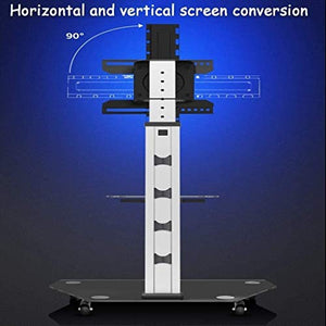 None TV Rack Furniture Glass TV Cart for 30/49/55/65/70/75/80 Inch Screens | Mobile Trolley Stand with Locking Wheels, 2 Shelves, 58kg Capacity