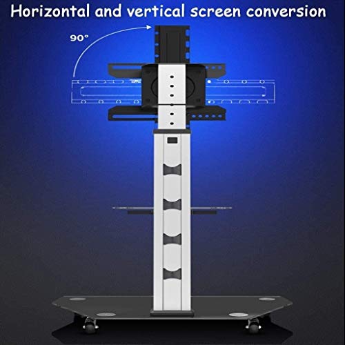 TV Rack Furniture Glass TV Cart for 30/49/55/65/70/75/80 Inch Screens | Mobile Trolley Stand with Locking Wheels, 2 Shelves, 58kg Capacity