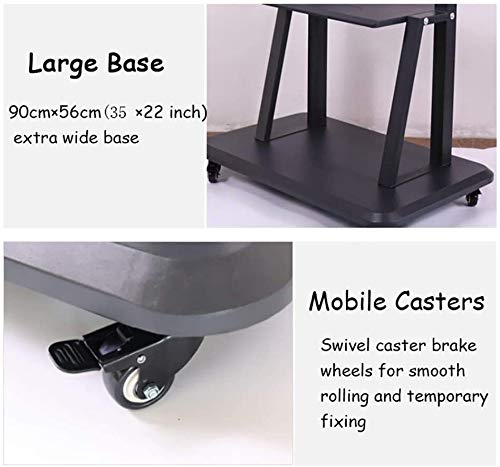 TV Rack Furniture Heavy Duty 100KG TV Cart Mobile Stand 60-100" LED LCD Plasma Flat Screen Adjustable Trolley Mount Wheels 2 Shelves Full Motion Black
