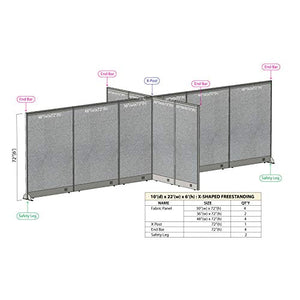 GOF Freestanding X-Shaped Office Partition, Large Fabric Room Divider Panel - 120"D x 264"W x 48"H