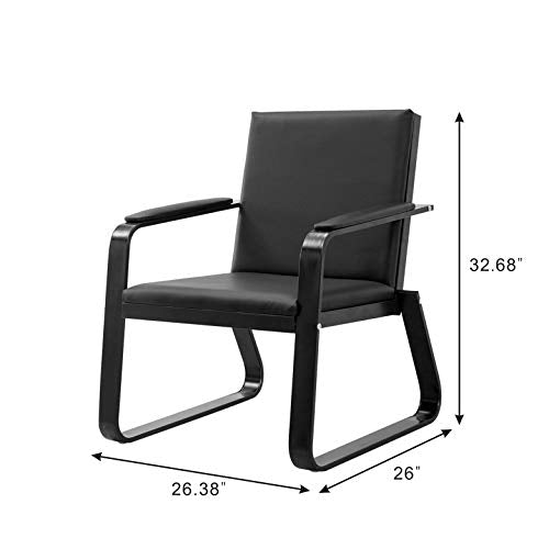 Bestmart Black PVC Leather Waiting Room Chairs Set of 2 - Office Reception Lobby Furniture