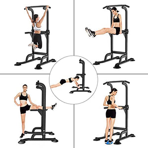 Power Tower Workout Dip Station Pull Up Bar Dip Stands Adjustable Height for Home Gym Strength Training Fitness Equipment