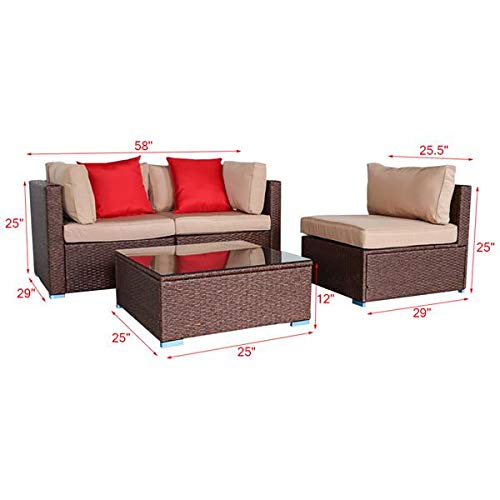 HopeHope 4-Piece Outdoor Wicker Conversation Bistro Set