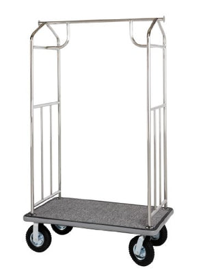 Wholesale Hotel Products Bellman's Cart - Stainless Steel Finish - Gray Carpet - 800 lbs. Capacity