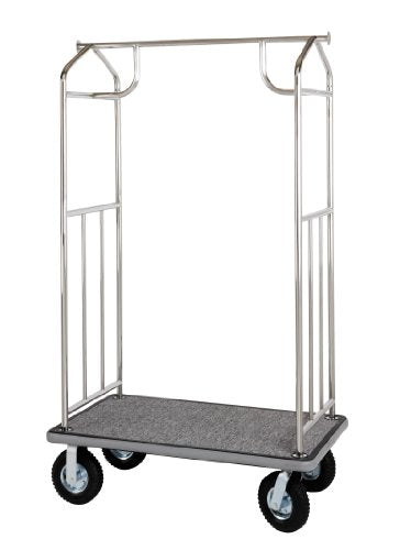 Wholesale Hotel Products Bellman's Cart - Stainless Steel Finish - Gray Carpet - 800 lbs. Capacity