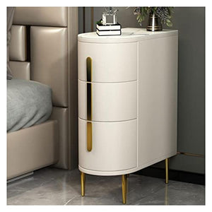 BinOxy Narrow End Table with Drawer, Solid Wood 3-Tier Side Table - Gold